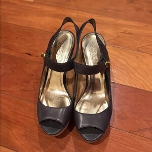 Coach Women's Navy Peep Toe Heels